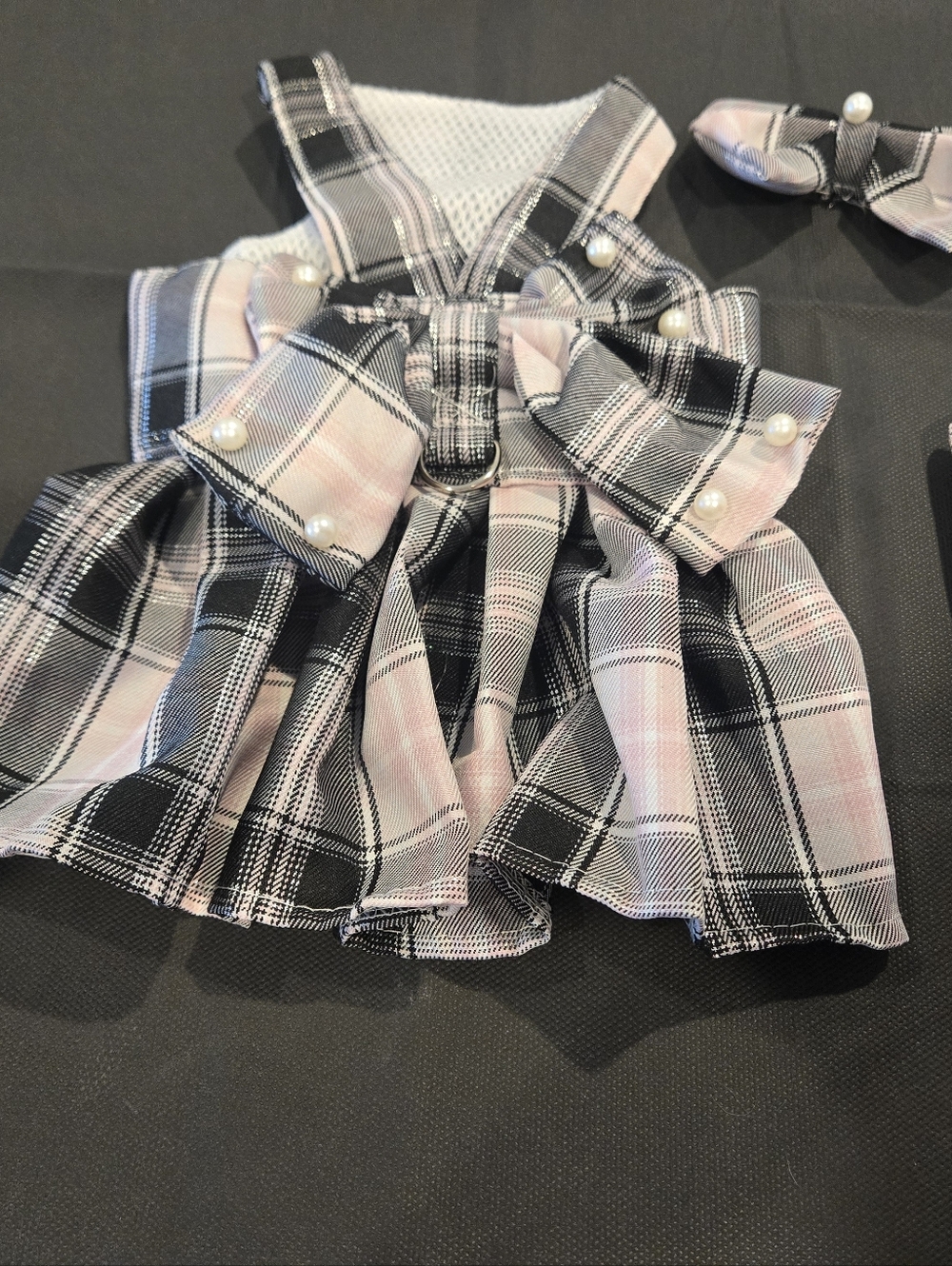 New Dog Dress With Leash And Bow